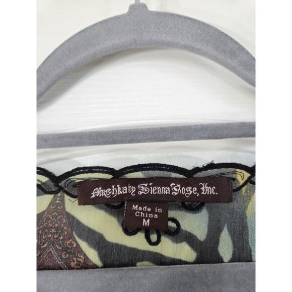 Mushka by Sienna Rose Green Embroidered Sheer Blouse Top Fairycore, Size Medium - Picture 3 of 14